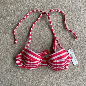 J. Crew Sailor Strip Demi-Underwire Halter Bikini Top Size 32A